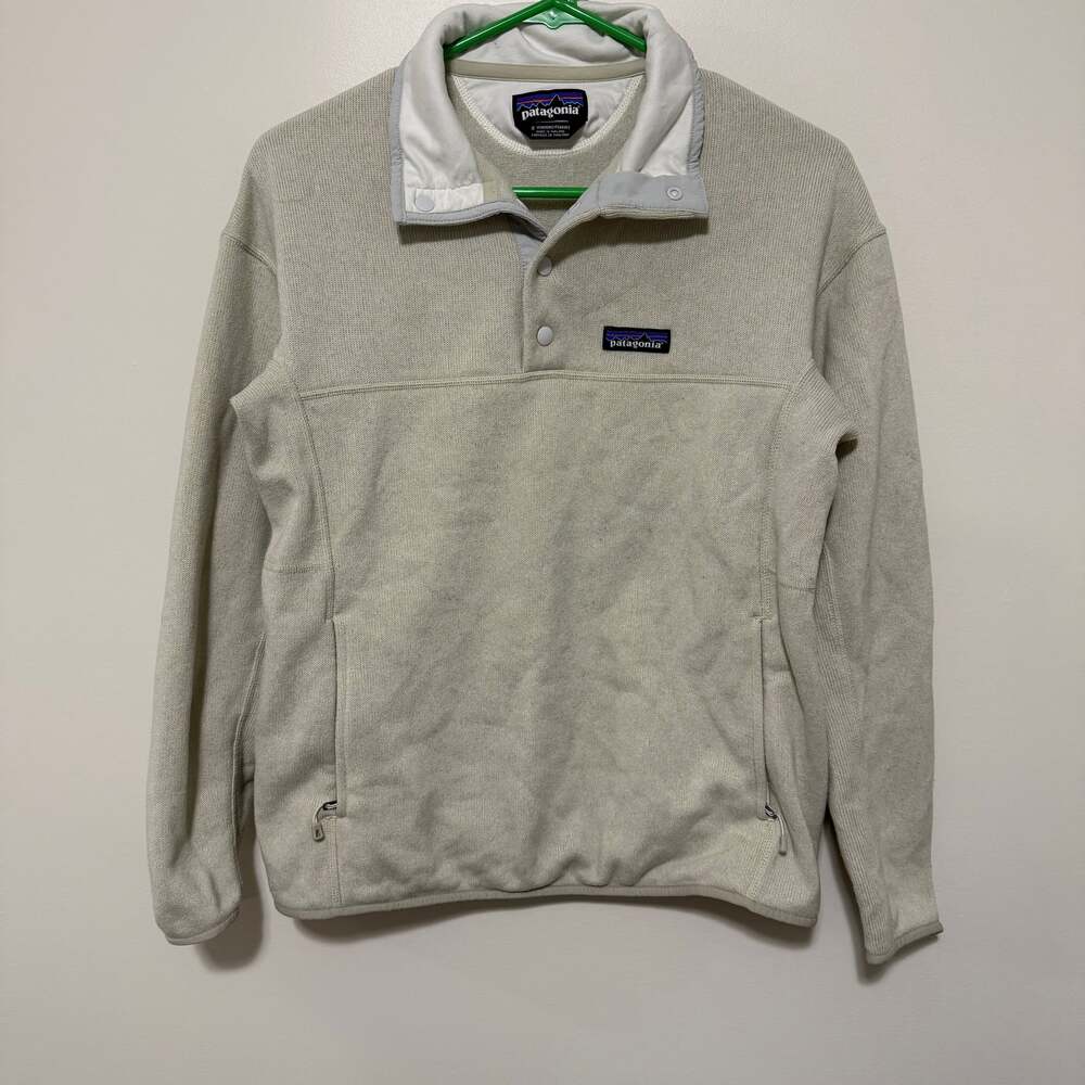 Patagonia Button Quarter Fleece Small Cream White Lightweight‎ Sweater Pullover